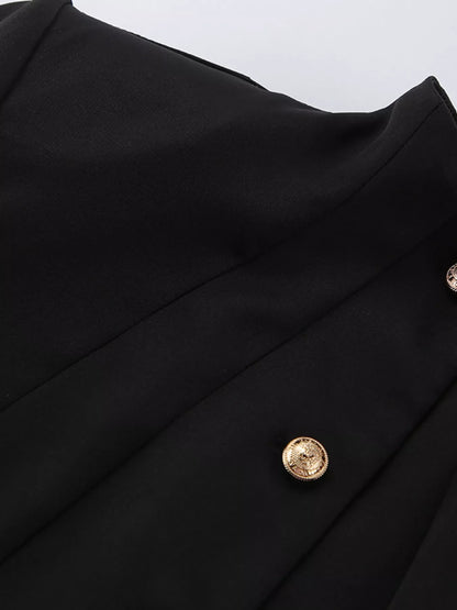 Alice's Elegant Stand Collar Blazer and Mini Skirt Set