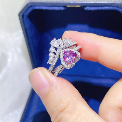 2 Carat Moissanite 925 Sterling Silver Ring Set
