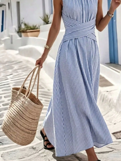 Full Size Striped Sleeveless Maxi Dress Plus Size | Diva USA