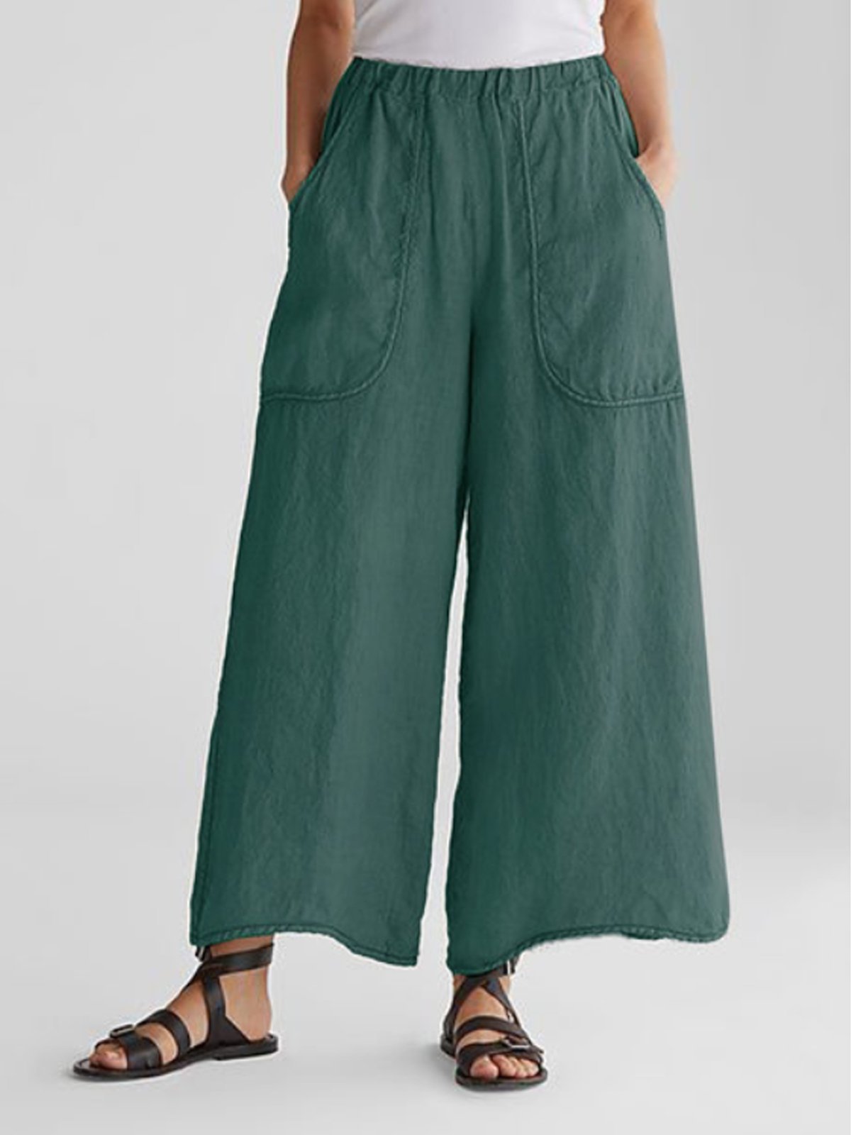 Summer Women PANT Flat Pan Linen Pocket