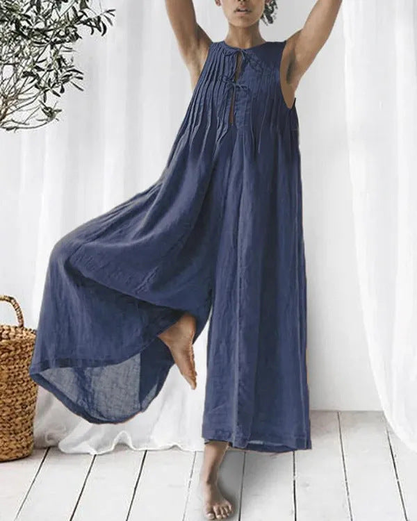 Casual Pleated Design Loose Jumpsuit