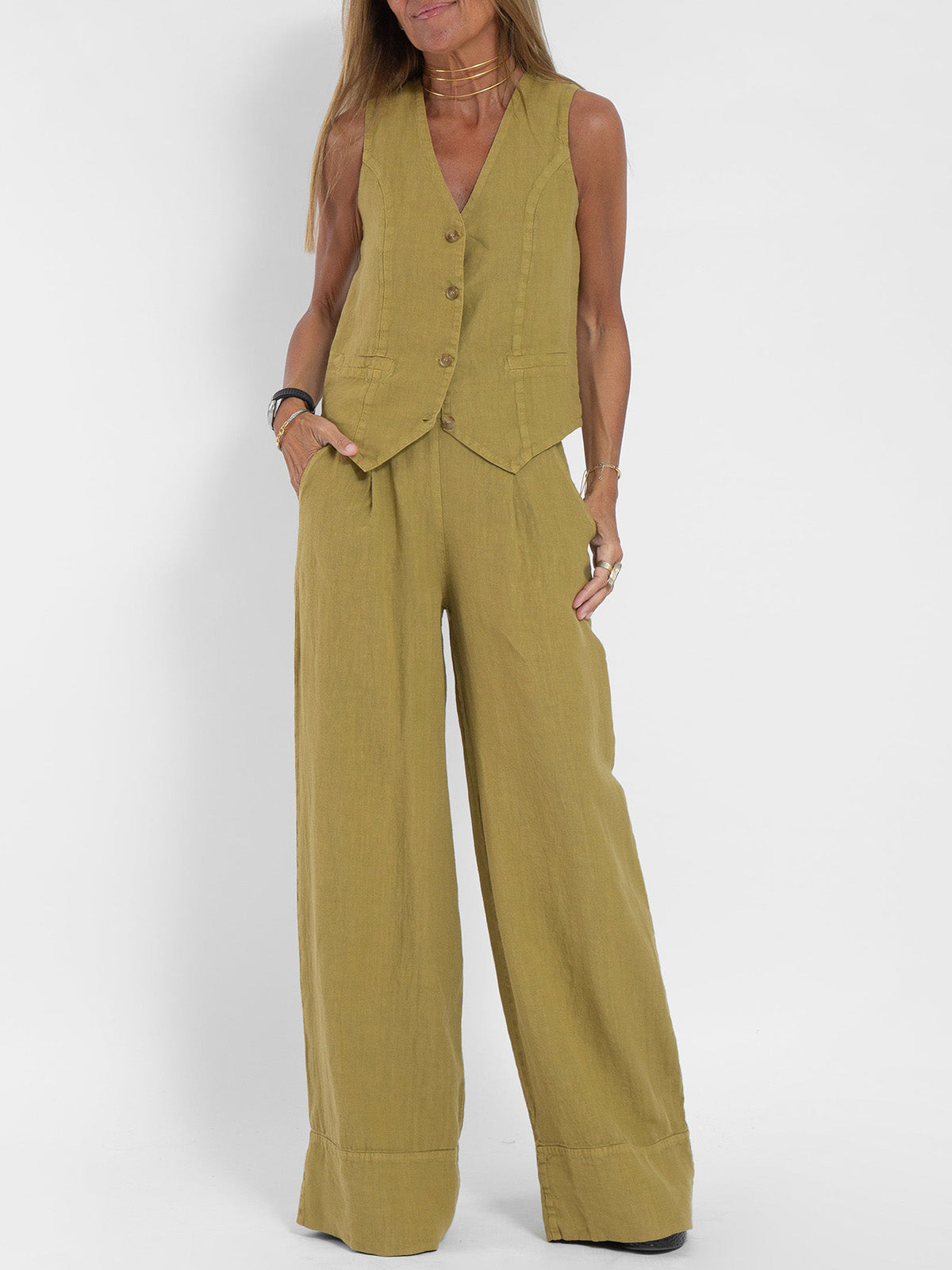 Vest & Pants Cotton Leisure Suit