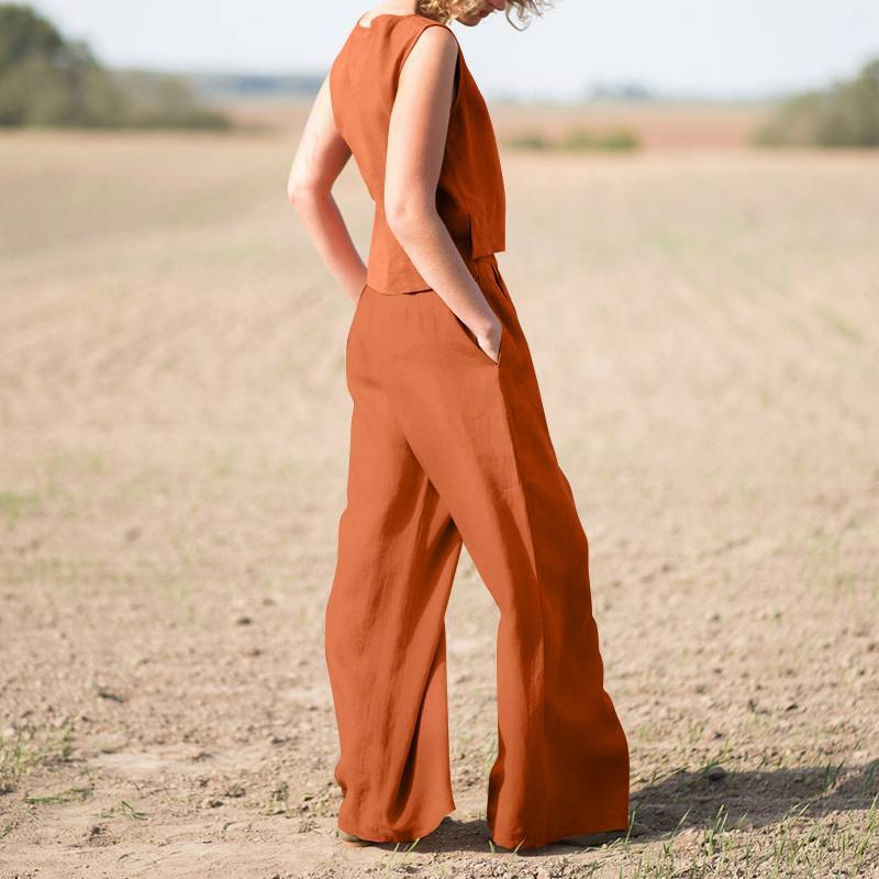 Casual Vest Top + Wide-leg Pants Sets