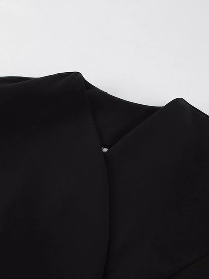 Puffy Sleeve Blazer and Wide-Leg Pants Set