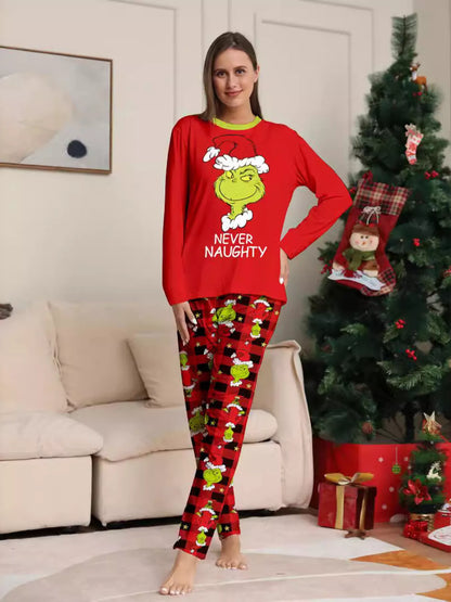 Full Size Grinch Themed Matching Family Christmas Pajama Set Plus Size
