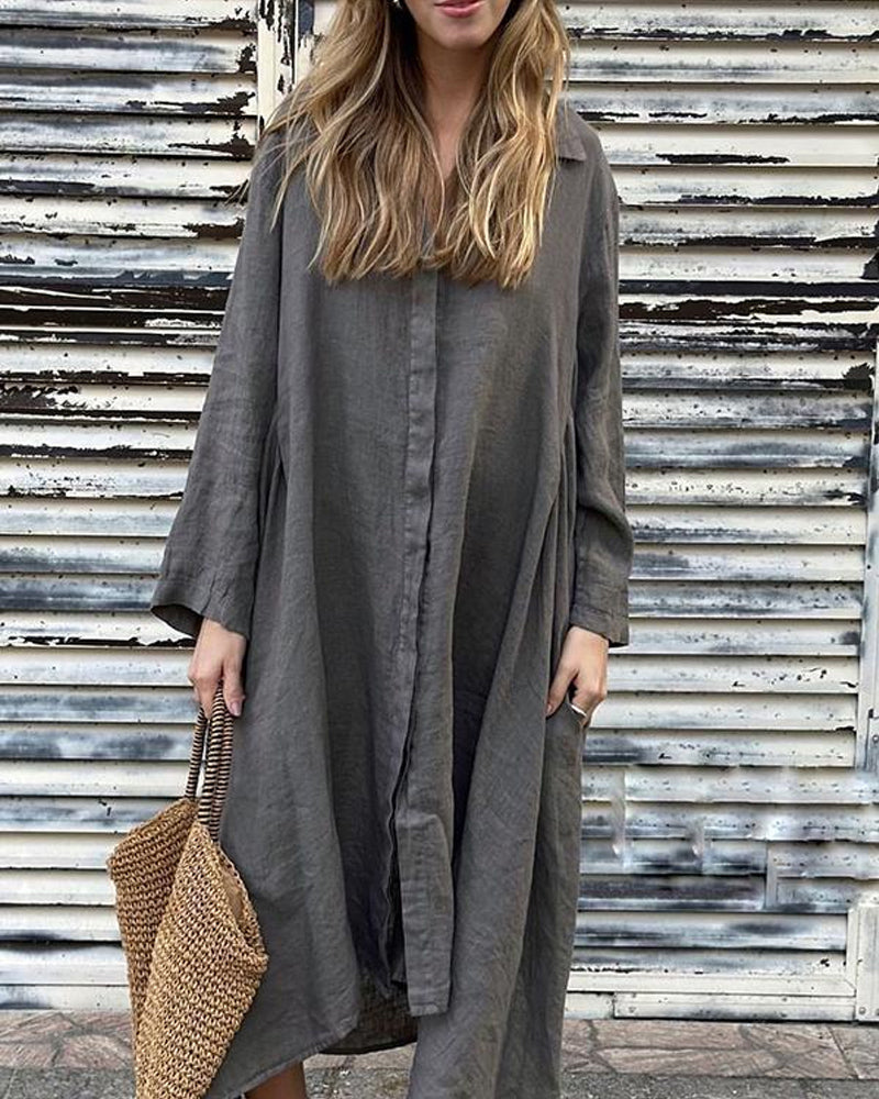 Fashion Casual Long-Sleeved Shirt Dress