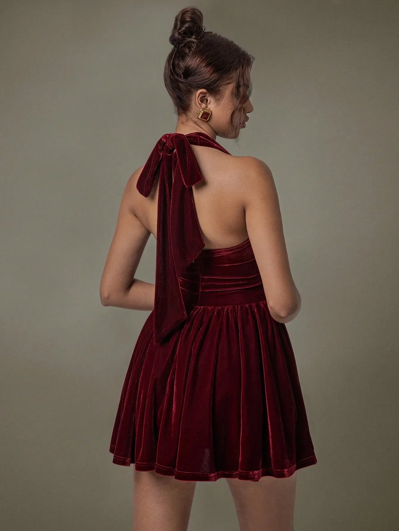 Kay's Velvet Halter Skater Dress