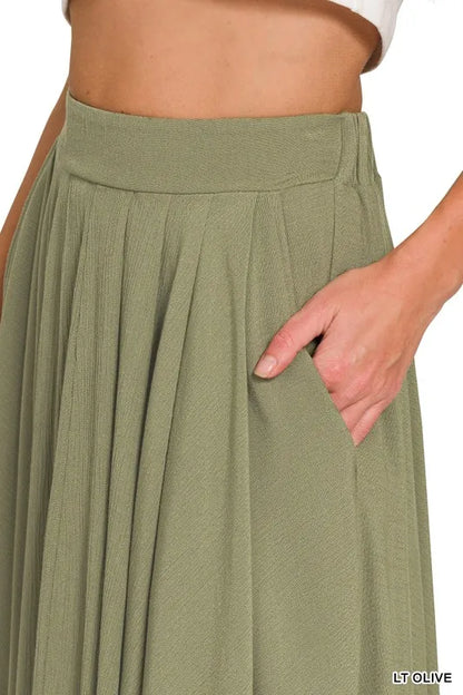 Zenana Woven Crinkle Gauze Crop Tee and Skirt Set