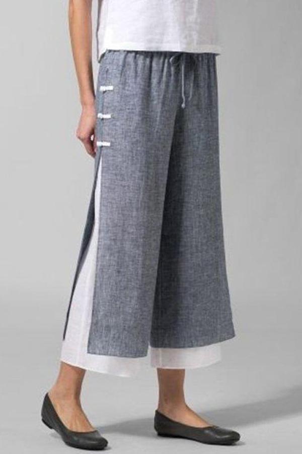 Casual Paneled Wide Leg Pants