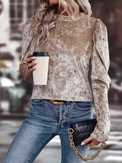 Blue Zone Planet | Lovelet Frill Mock Neck Long Sleeve Top