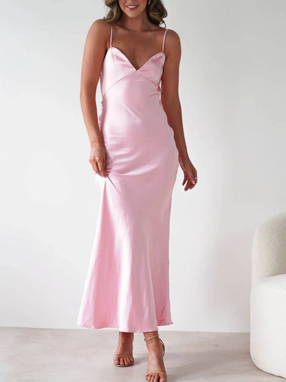 Satin Backless Cami Dress