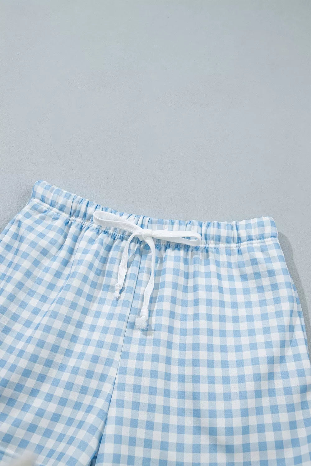 Gingham Long Sleeve Sweatshirt and Shorts Set