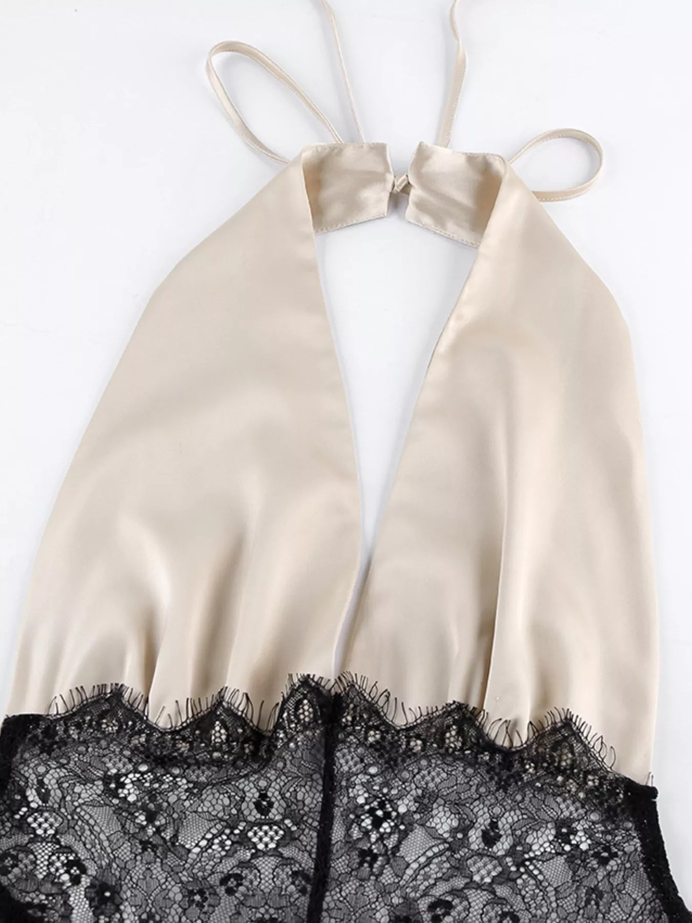 Halter Neck Lace Waist Maxi Dress