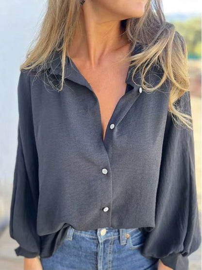 Elegantes schlichtes Button-Up-Shirt für Damen