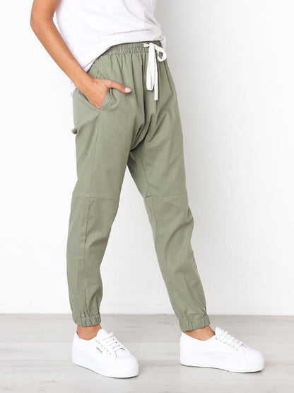 Drawstring Elastic Waist Pockets Jogger Pants