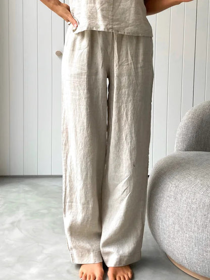 Casual Sling & Pants Cotton Linen Two-piece Set