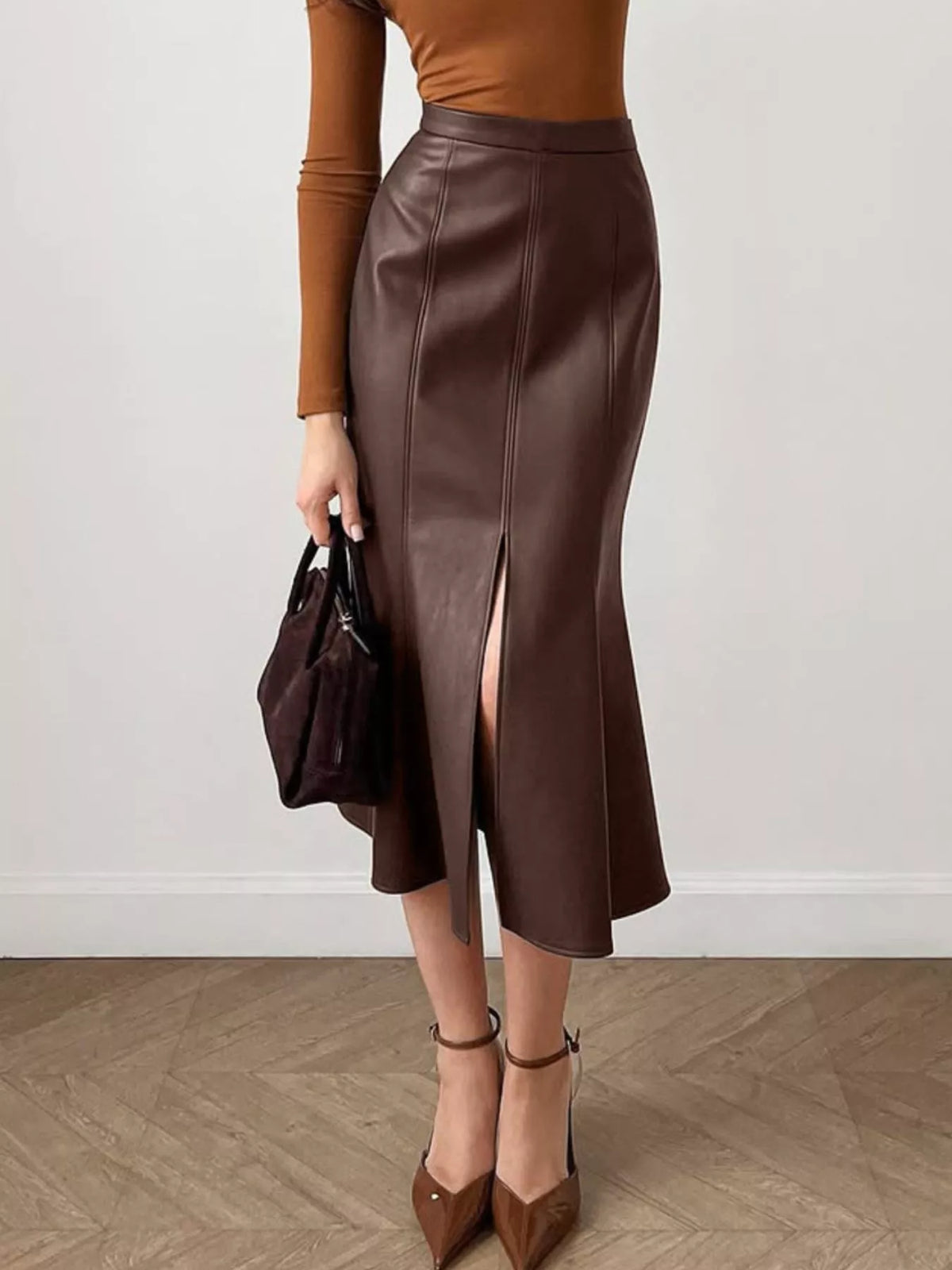 Slit Mermaid Midi Skirt