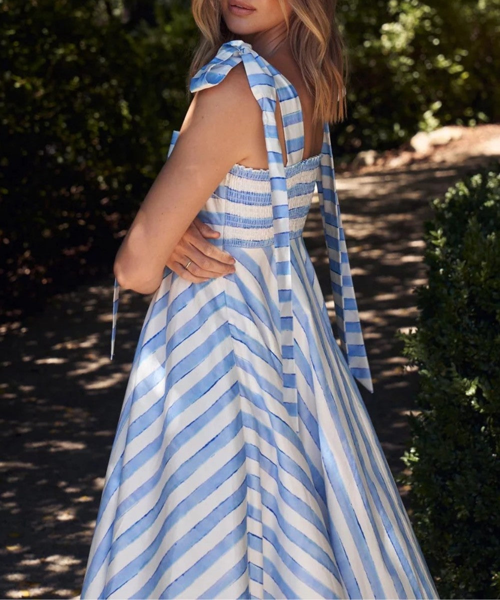 Chic Retro Striped Maxi Dress