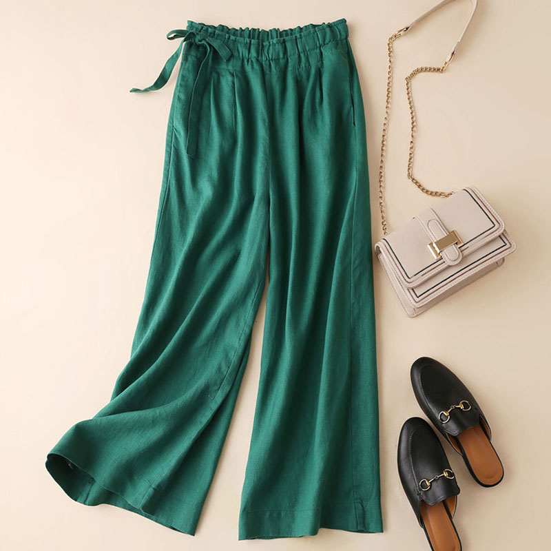 New style thin cotton and linen wide-leg trousers