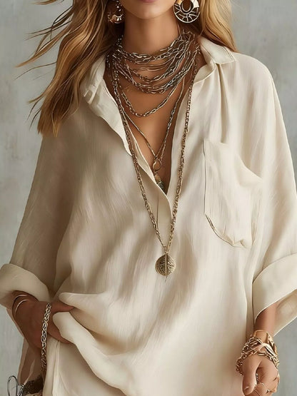 Full Size Oversized Long Sleeve Shirt and Shorts Two-Piece Set Plus Size