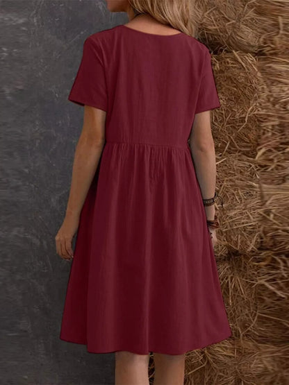 Full Size Casual Loose Fit Tiered Ruffle Hem Dress Plus Size