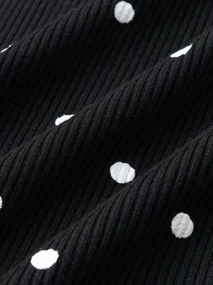 Polka Dot Button-Down Knit Cardigan