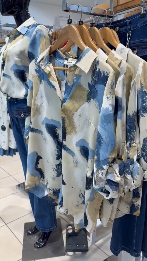 Chemise à imprimé denim/bleu marine