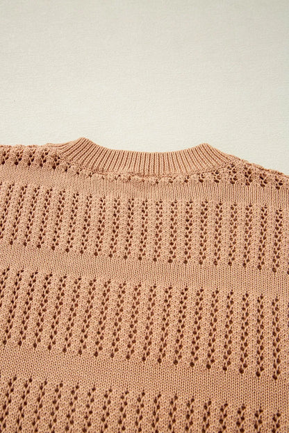 Openwork Round Neck Knit Top