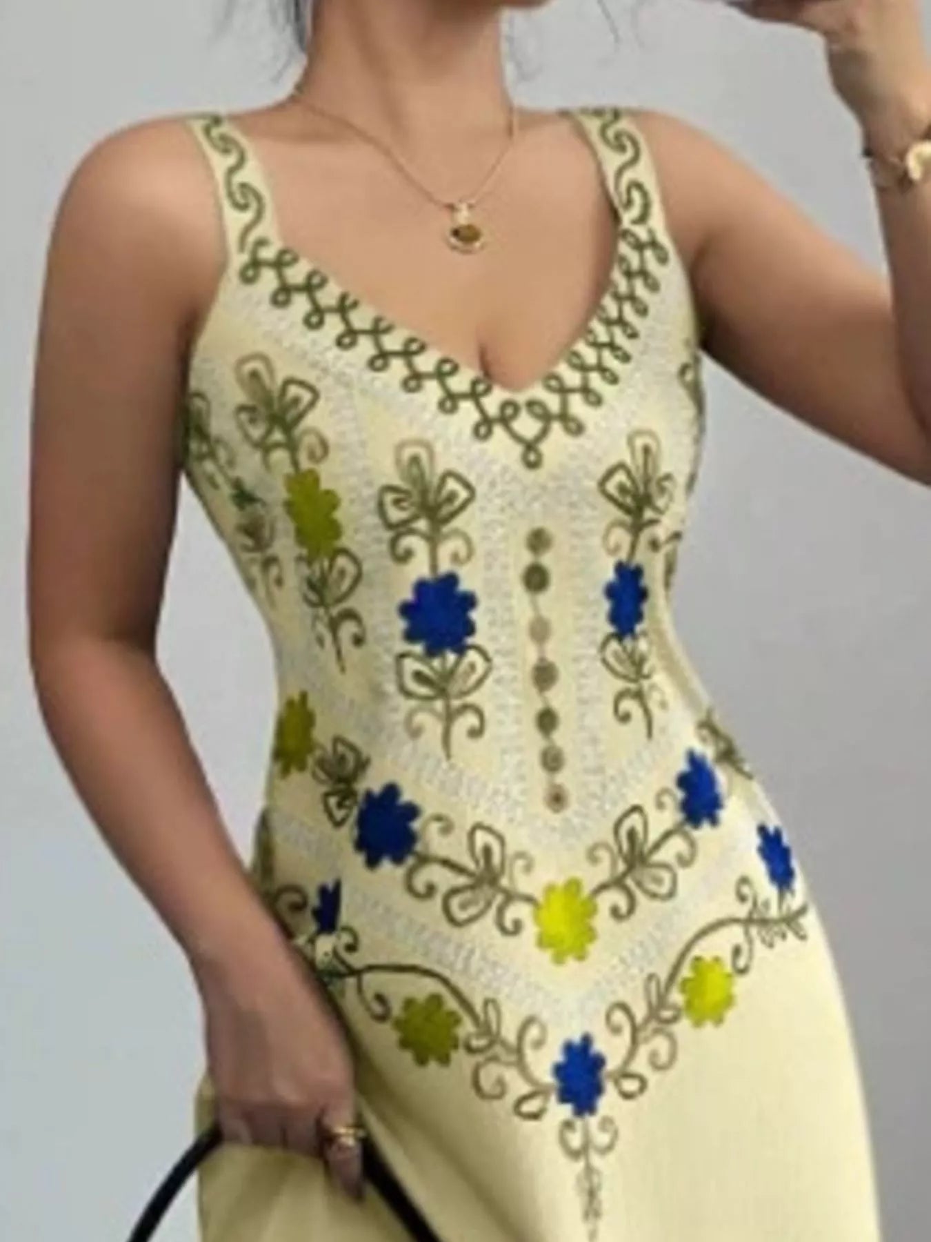 Floral Sleeveless Maxi Dress with Side Slit