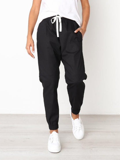 Drawstring Elastic Waist Pockets Jogger Pants