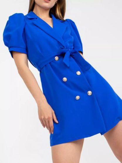 Blazer Style Tie Waist Mini Dress