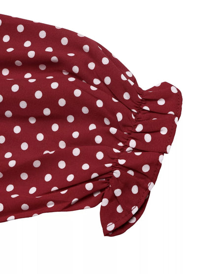 Square Neck Polka Dot Long Sleeve Maxi Dress
