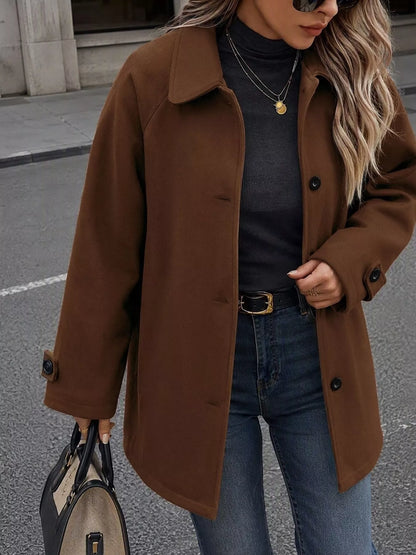 Single-Breasted Raglan Sleeve Outerwear