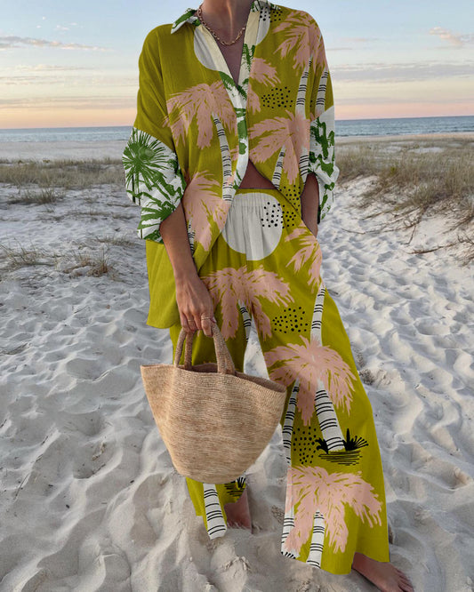 Vacation coconut print two-piece set