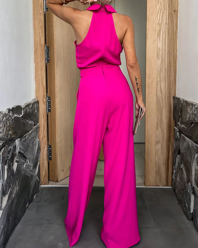 Fashion Pocket Sleeveless Jumpsuit