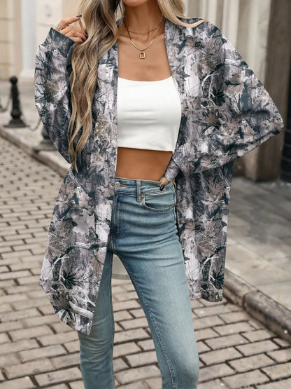 Printed Open Front Cardigan