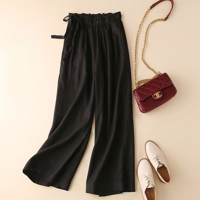 New style thin cotton and linen wide-leg trousers