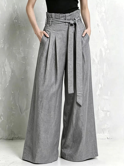 Full Size Wide-Leg Paperbag Waist Pants Plus Size
