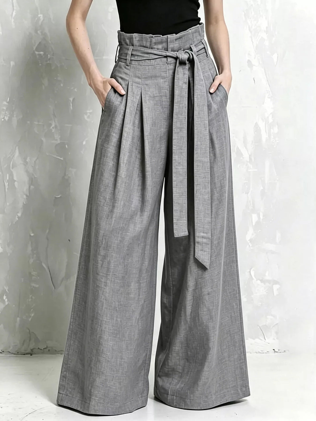 Wide-Leg Paperbag Waist Pants for Women | Plus Size
