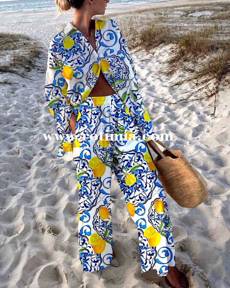 Lemon Ceramics Print Two -piece Suit