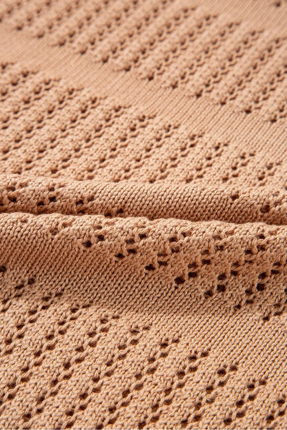 Openwork Round Neck Knit Top