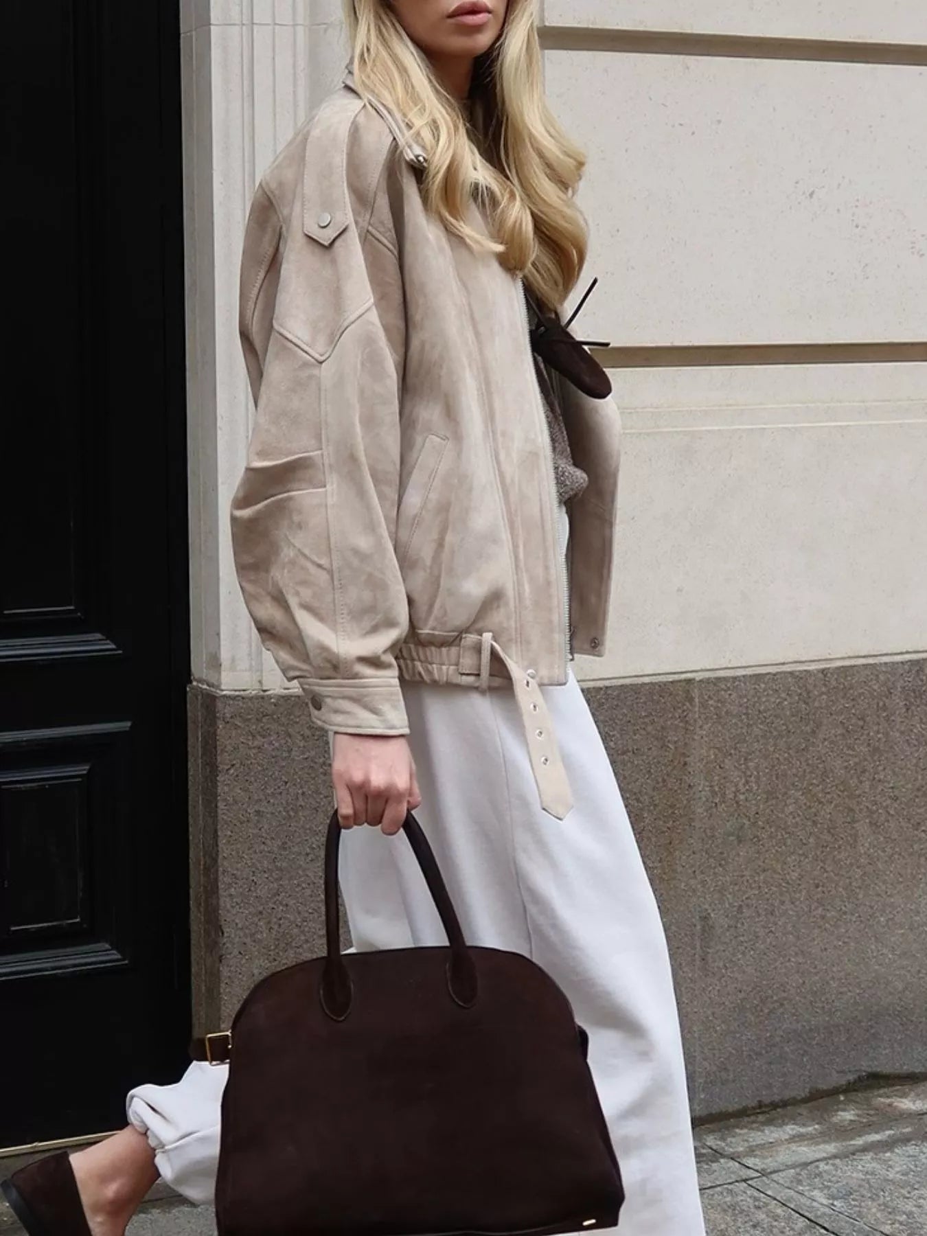 Zip Up Dropped Shoulder Moto Jacket