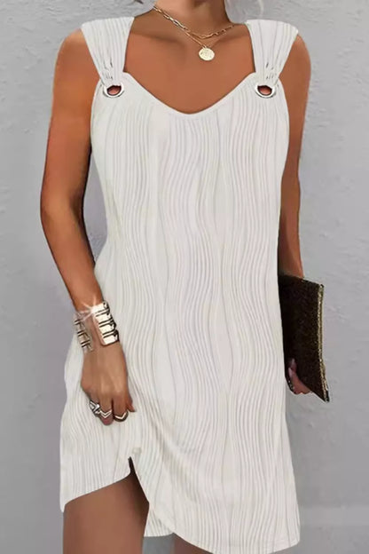 Sleeveless Textured Casual Mini Dress