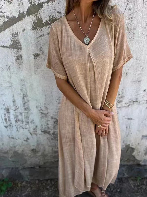 Stylish Cotton V-Neck Dress