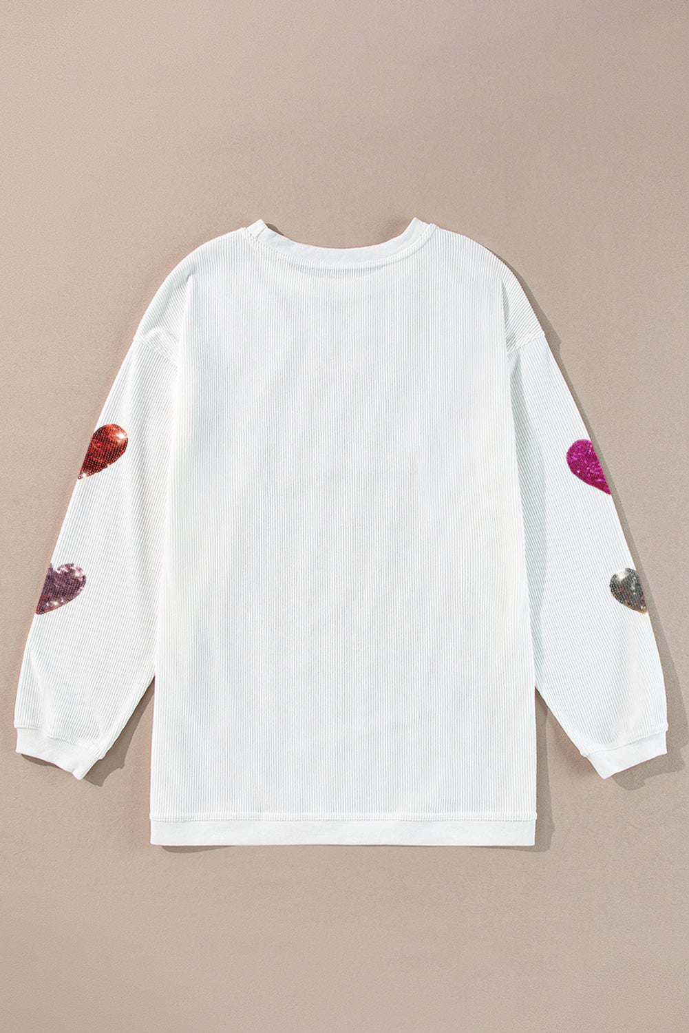 Blue Zone Planet | Valentine’S Day Sequin Heart Round Neck Long Sleeve Sweatshirt