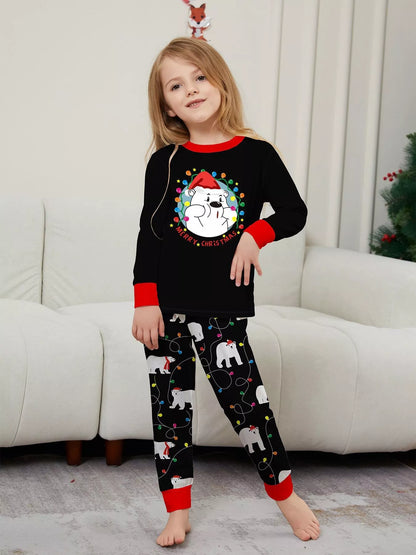 Full Size Family Matching Christmas Pajamas Set with Polar Bear Print Plus Size