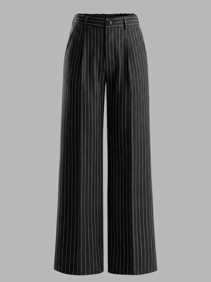 High-Waisted Striped Wide-Leg Pants for Women