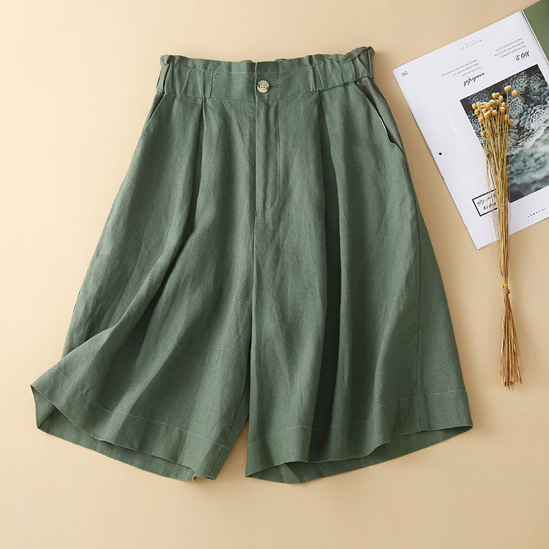 Vintage cotton and linen shorts cropped pants