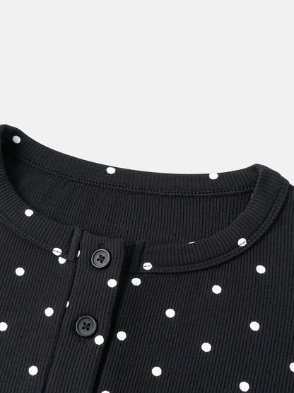 Polka Dot Button-Down Knit Cardigan