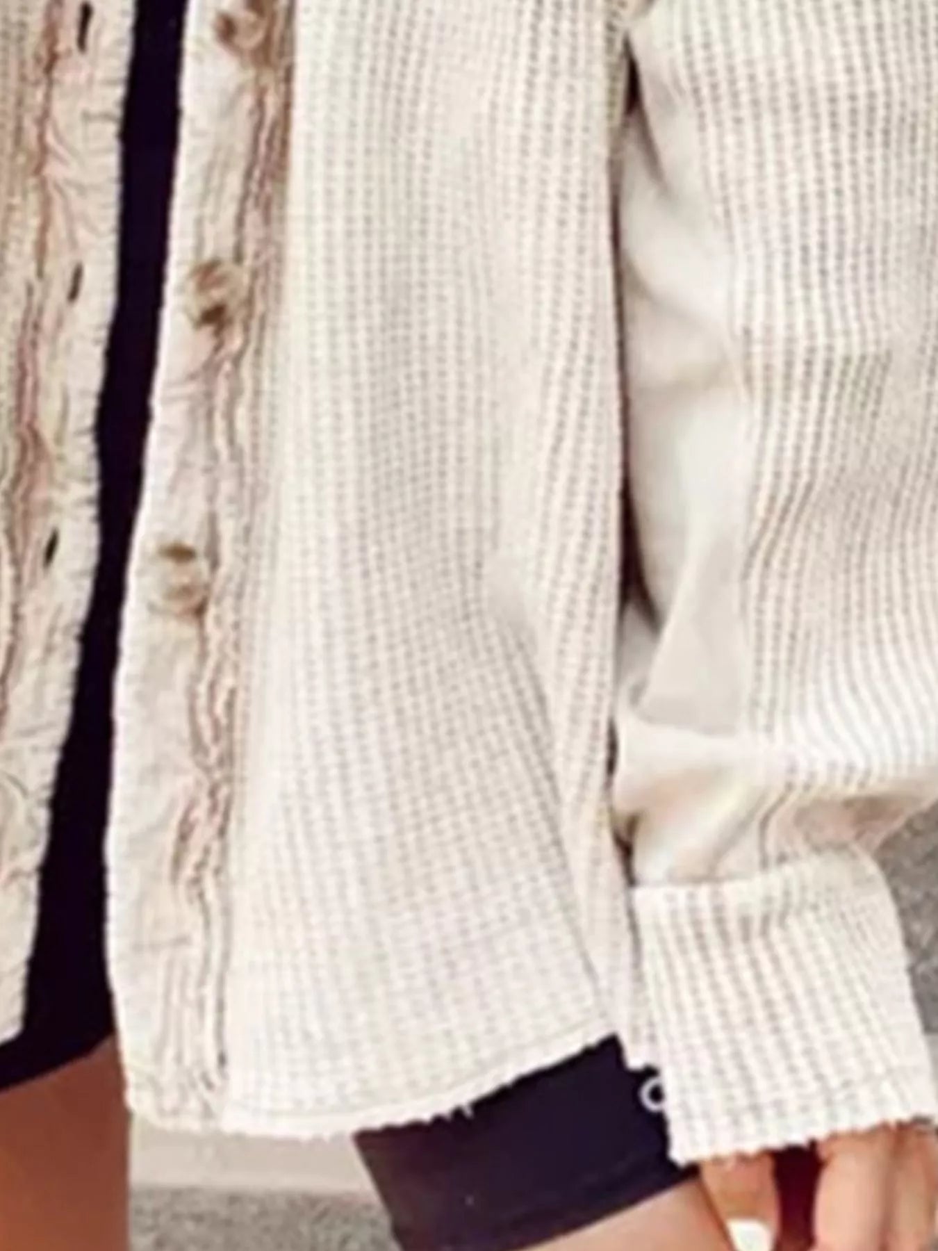 Oversized Waffle Knit Button-Up Jacket